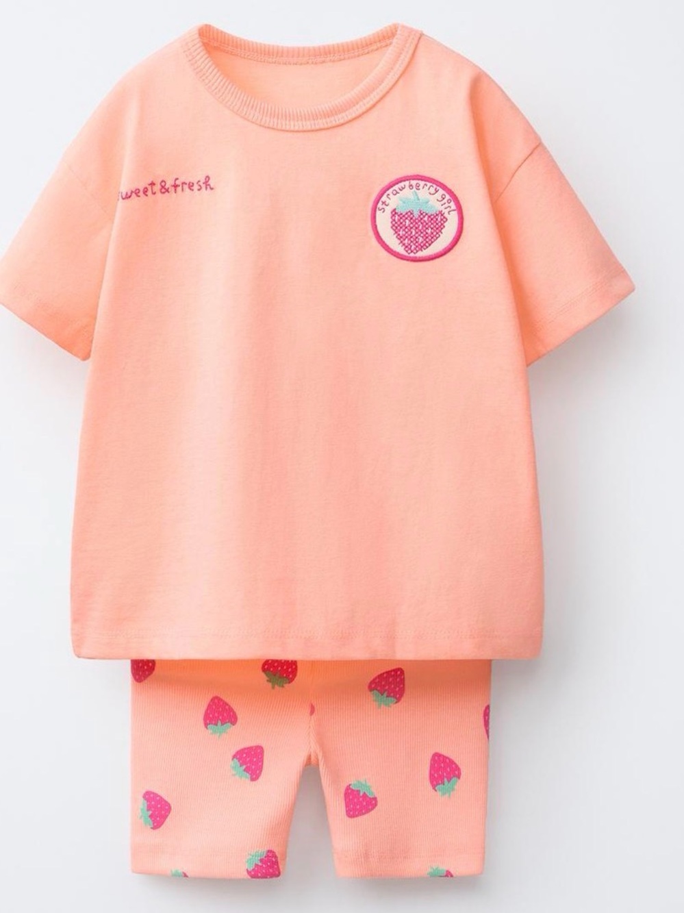 Zara STRAWBERRY BIKER SHORTS SET